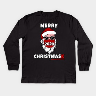Merry Christmask 2020 Masked Santa For Christmas Pajamas Family Xmas Kids Long Sleeve T-Shirt